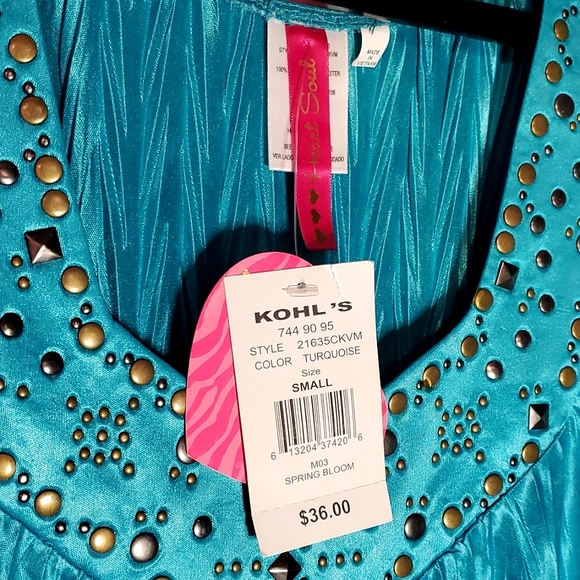 NEW HeartSoul Turquoise Blouse Tank Top with Rivets. Size Small (with tags) - Picture 6 of 15